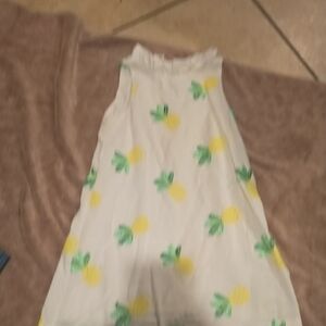 Janie and Jack White Dress with Yellow and Green Pineapple Print